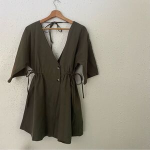 ASOS | mini | dress | army green | NWOT ~ v neck | size 4